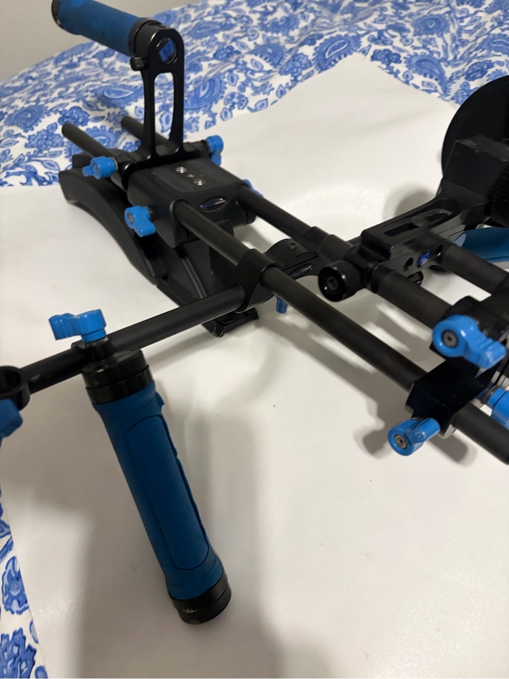 Camera Shoulder Rig with Blue Accents